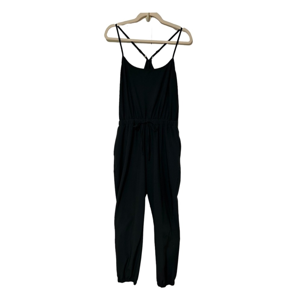 Abercrombie & Fitch Women's Relaxed Jogger Jumpsuit M Black Halter Chic Boho EUC